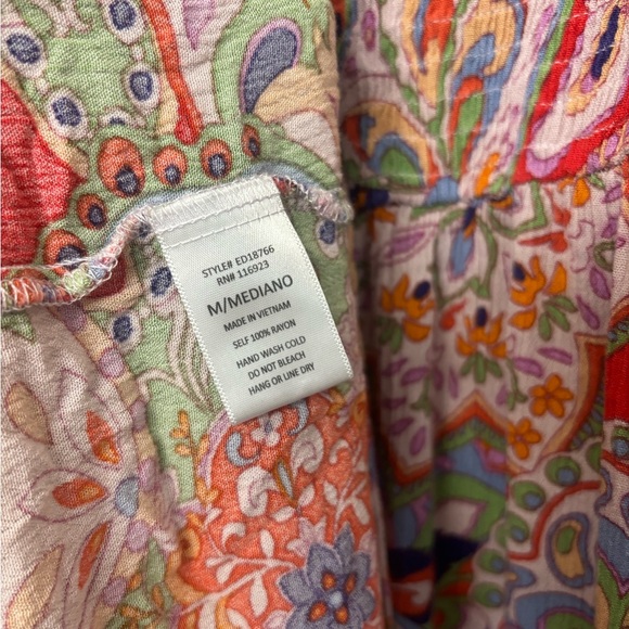 Easel Vibrant Paisley Smocked Boho Indie Fairycore Cottage Retro Maxi Dress Med - Picture 7 of 7